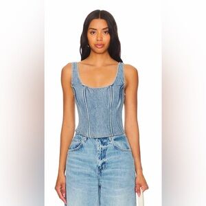 WEWOREWHAT Denim Scoop Corset - Size 4